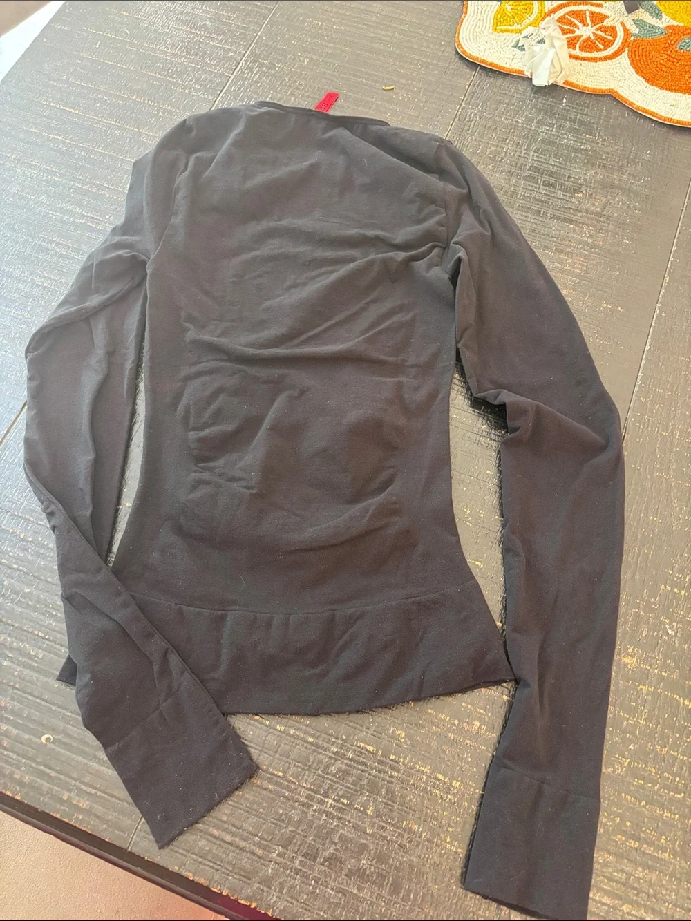 Spanx On Top & in Control Black Long Sleeve Stretch Workout Top size Small